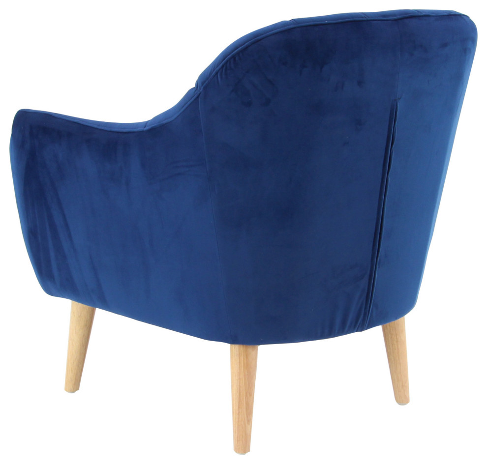 Blue Polyester and Wood Modern Accent Chair 38372   Midcentury   Armchairs And Accent Chairs   by Brimfield  ampMay  Houzz