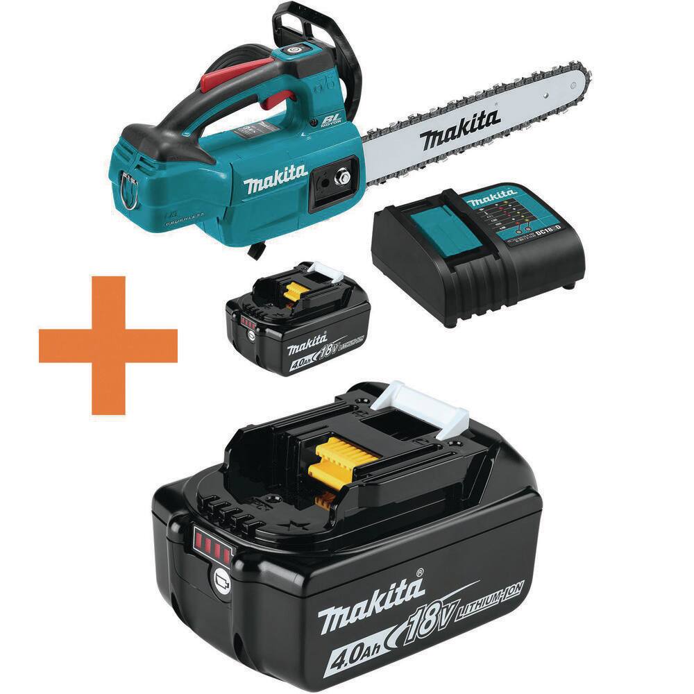 Makita LXT 12 in. 18V Lithium-Ion Brushless Top Handle Electric Chainsaw Kit (4.0 Ah) with Bonus 18V LXT Battery 4.0Ah XCU10SM1BL1840B