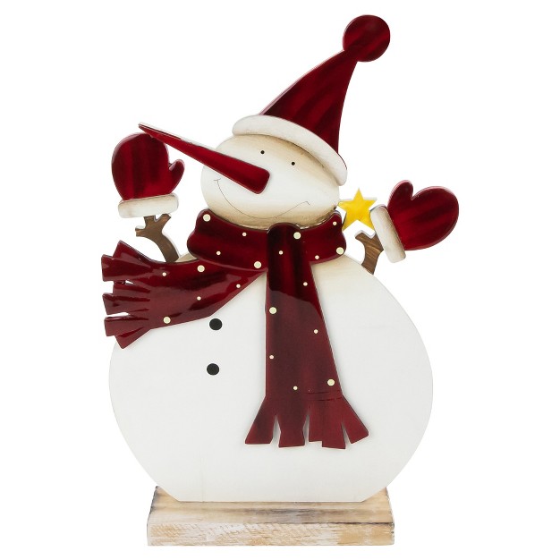 Glossy Snowman In Red Scarf And Mittens Christmas Decoration