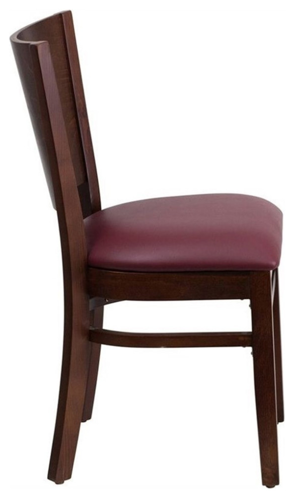 Flash Furniture Lacey Upholstered Restaurant Dining Chair in Walnut and Burgundy   Transitional   Dining Chairs   by Homesquare  Houzz