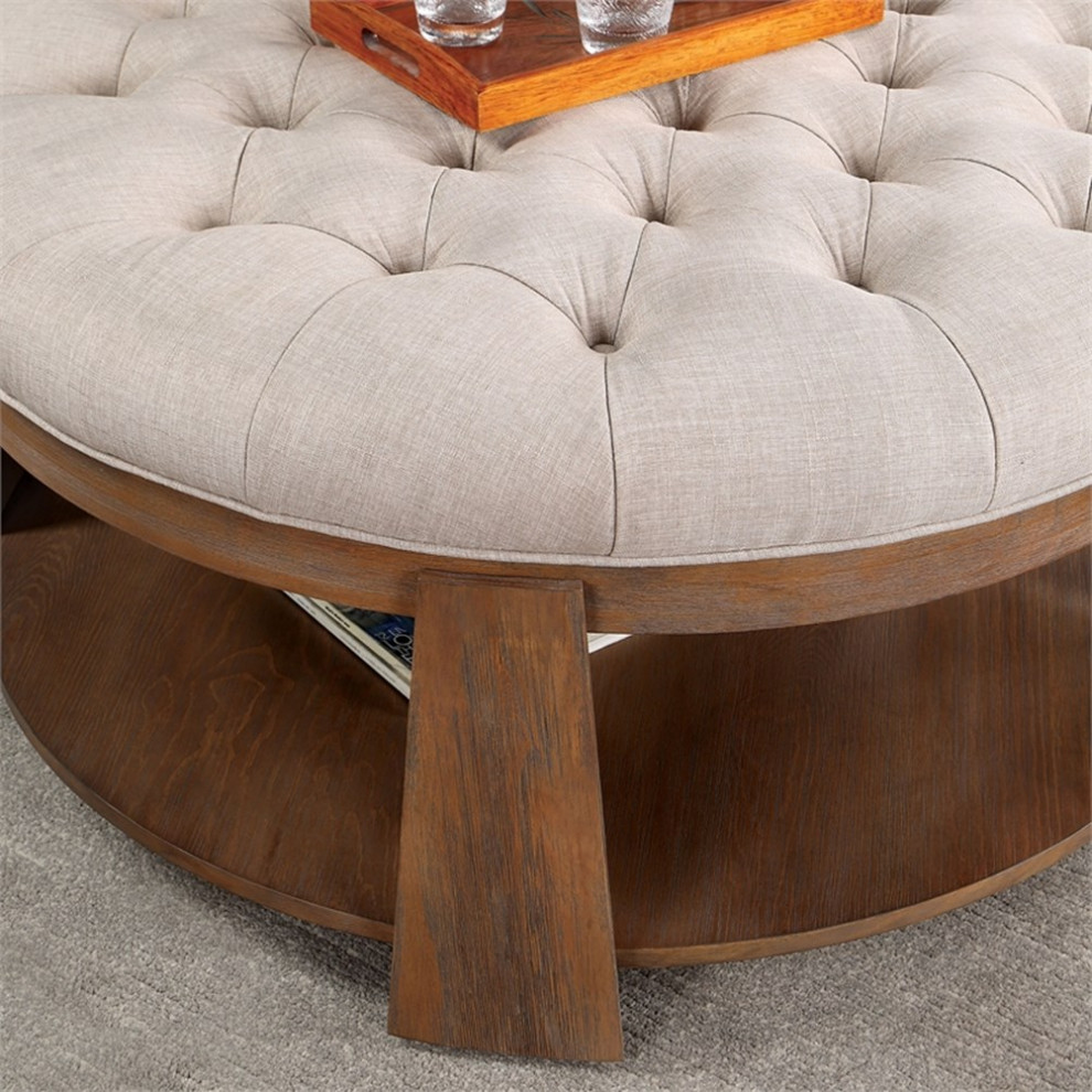 Furniture of America Scandi Wood Round Coffee Table in Natural and Beige   Transitional   Coffee Tables   by Homesquare  Houzz