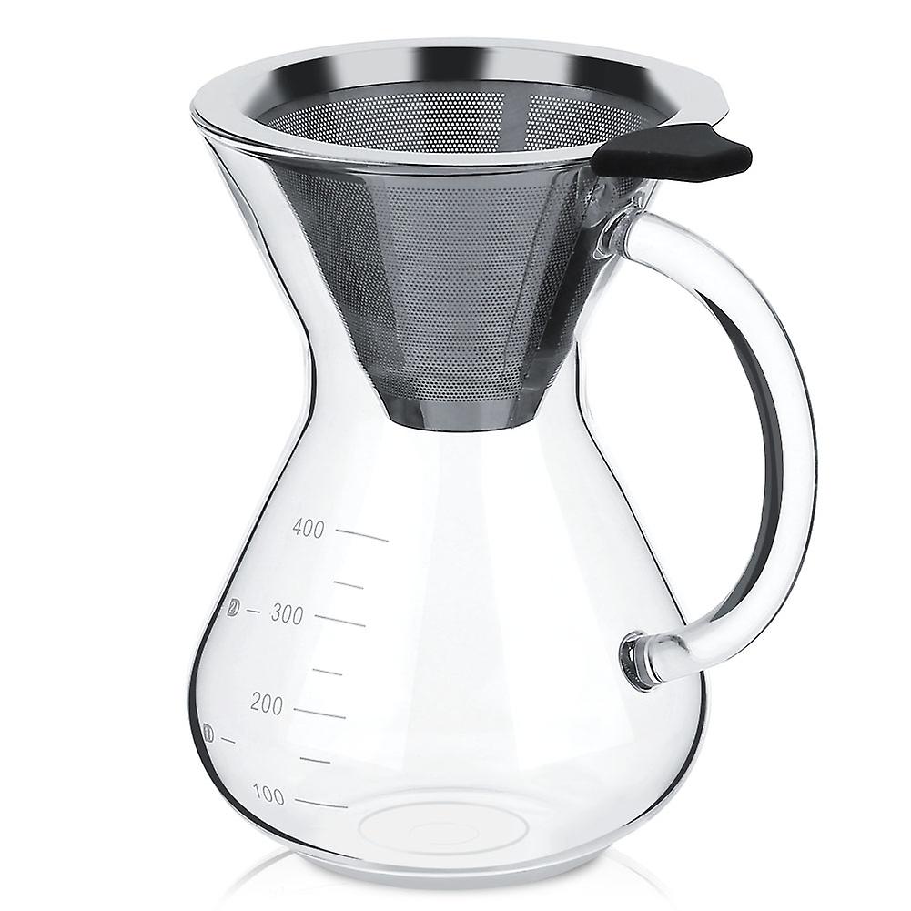 400ml Glass Hand Drip Coffee Maker Filter Pot With Scale Office Home