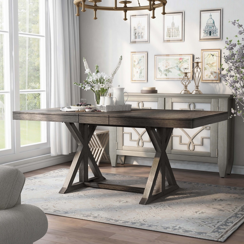 Millner Rustic Grey Solid Wood 5 Piece Expandable Dining Table Set by Furniture of America