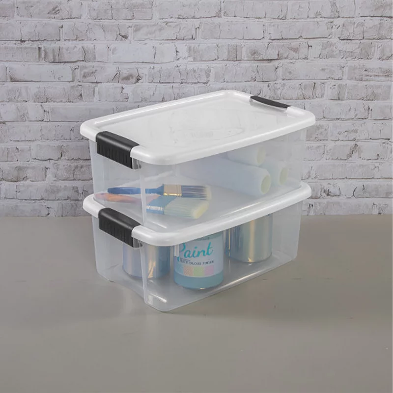 Sterilite 18 Qt Clear Plastic Stackable Storage Bin W/ White Latch Lid， (6 Pack)