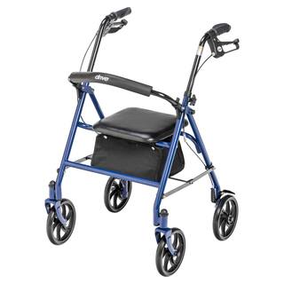 Drive Medical Four Wheel Rollator Rolling Walker with Fold Up Removable Back Support Blue 10257bl-1