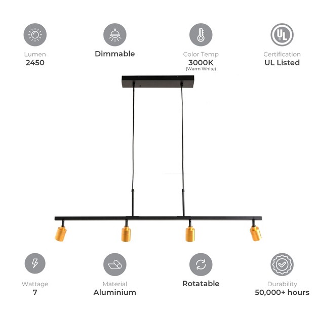 Vidalite Shura Linear Track Light Pendant With Rotating Heads