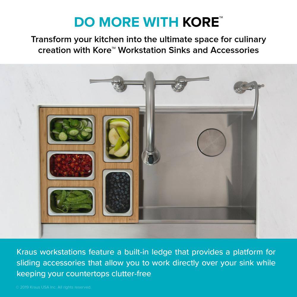 KRAUS 16.75 in. Workstation Kitchen Sink Composite Serving Board Set with Rectangular Stainless Steel Bowls KSC-1005BB