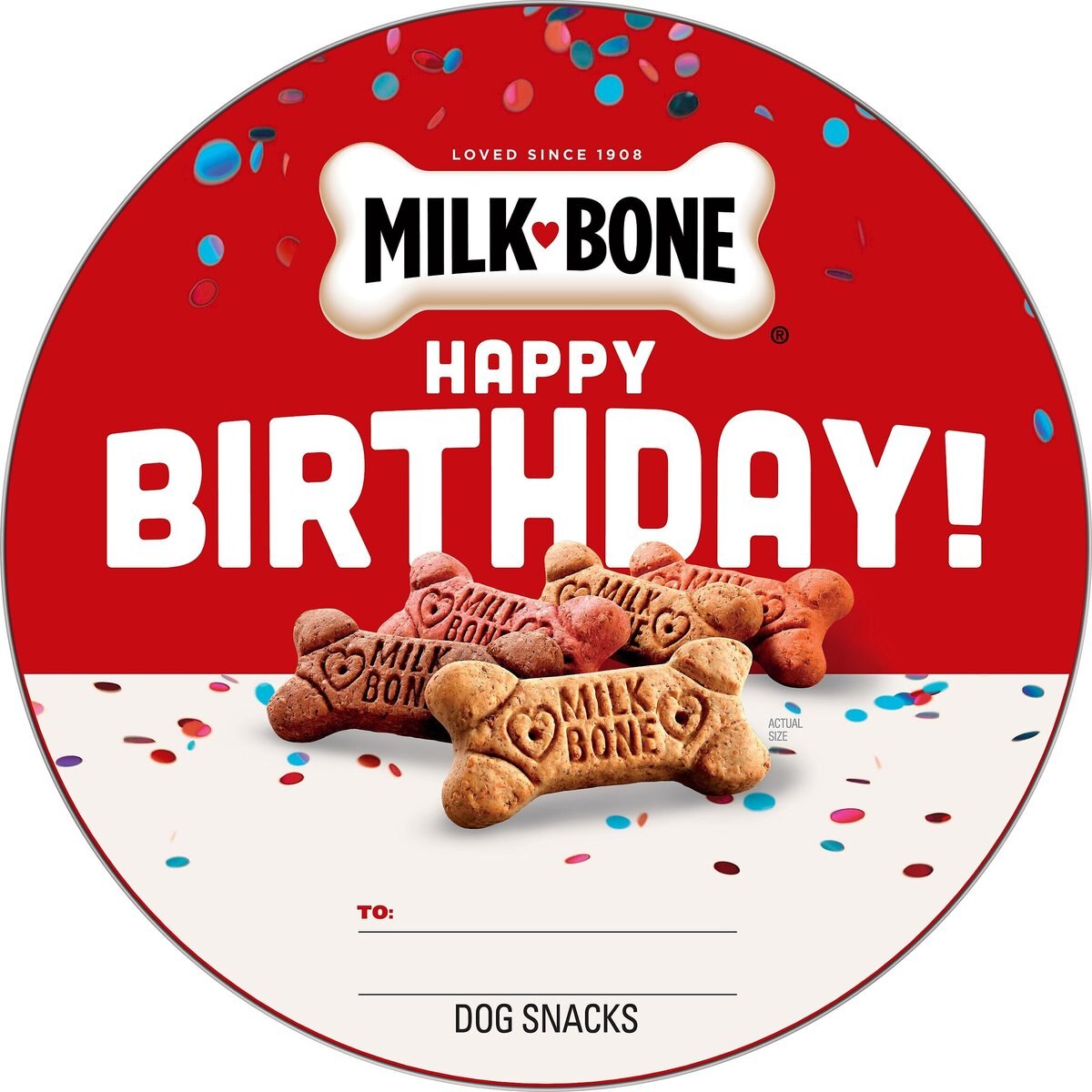 Milk-Bone Happy Birthday Flavor Snacks Small Bone Dog Treats， 36-oz tin