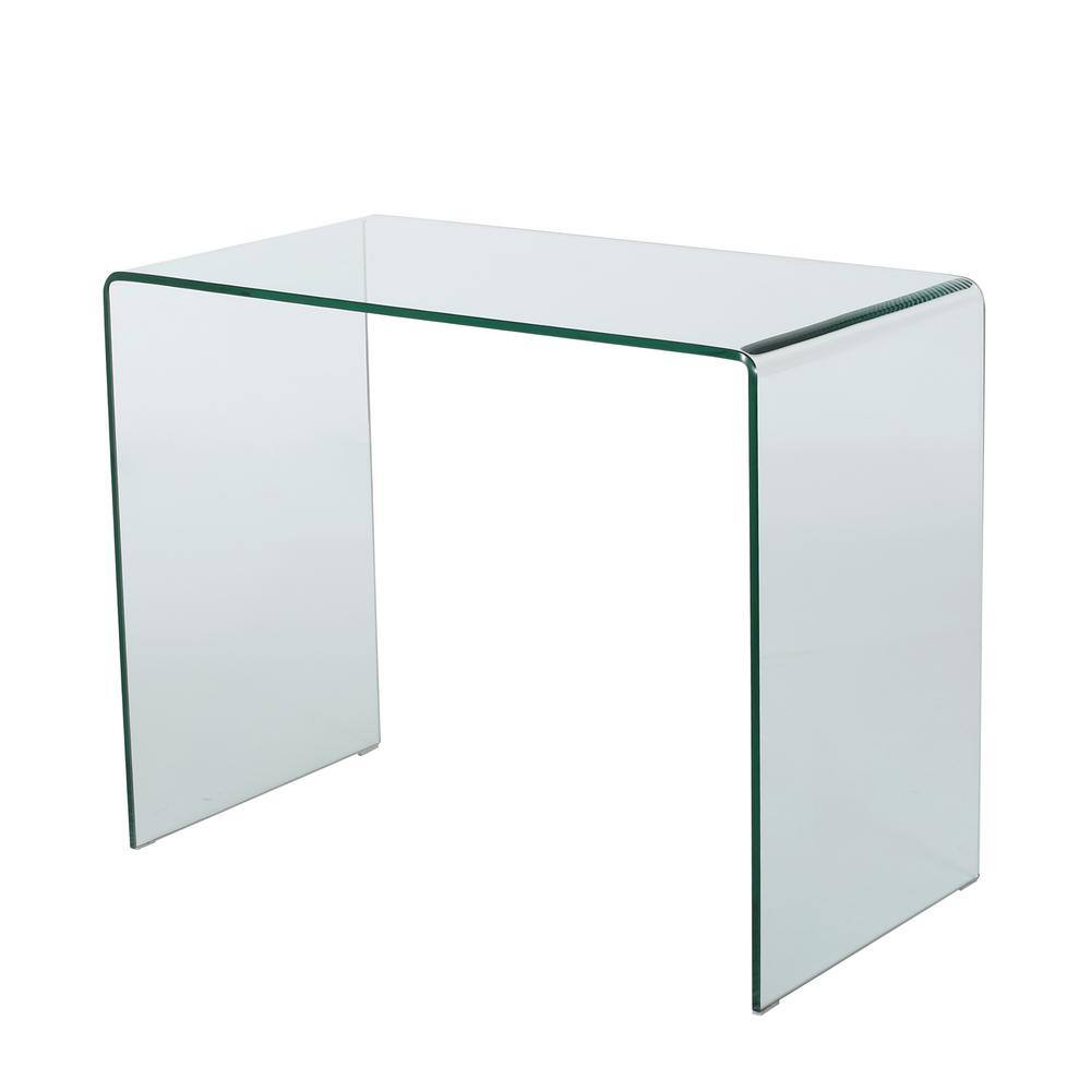 Noble House Caradoc 37.4 in. Rectangular Clear Glass Writing Desk 7629