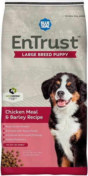 Blue Seal EnTrust Large Breed Puppy Chicken Meal and Barley Recipe Dry Dog Food