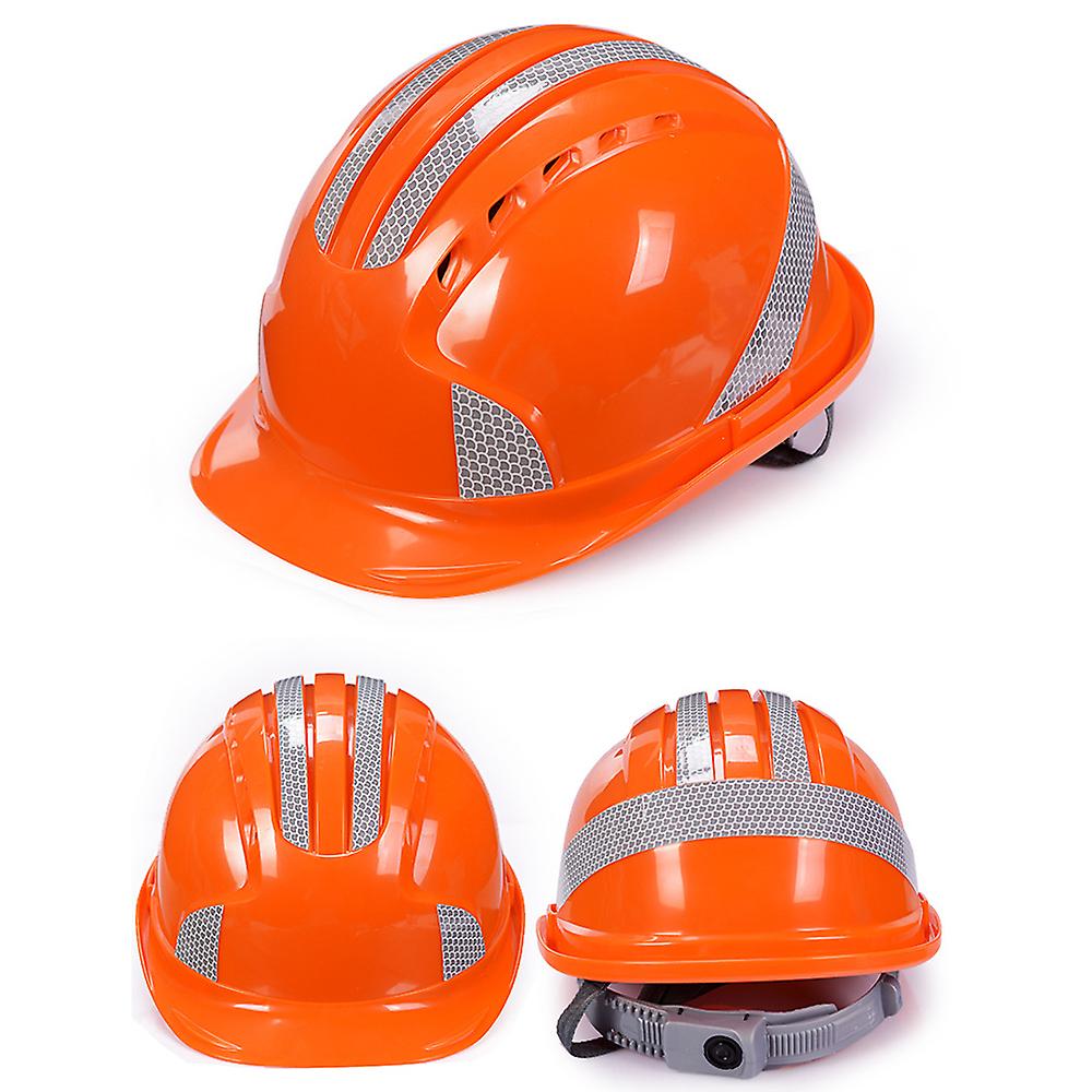 Abs Safety Helmet Breathable Shockproof Helmet With Air Vents Multi-point Buffer Reflective Stripe For Warehouse Factory Orange Orange