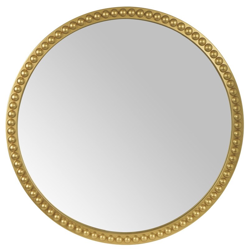 Orbit Round Beaded Wood Frame Farmhouse Style Wall Mirror