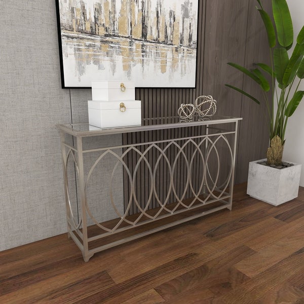 Silver Iron Traditional Console Table 32 x 54 x 16 - 54 x 16 x 32