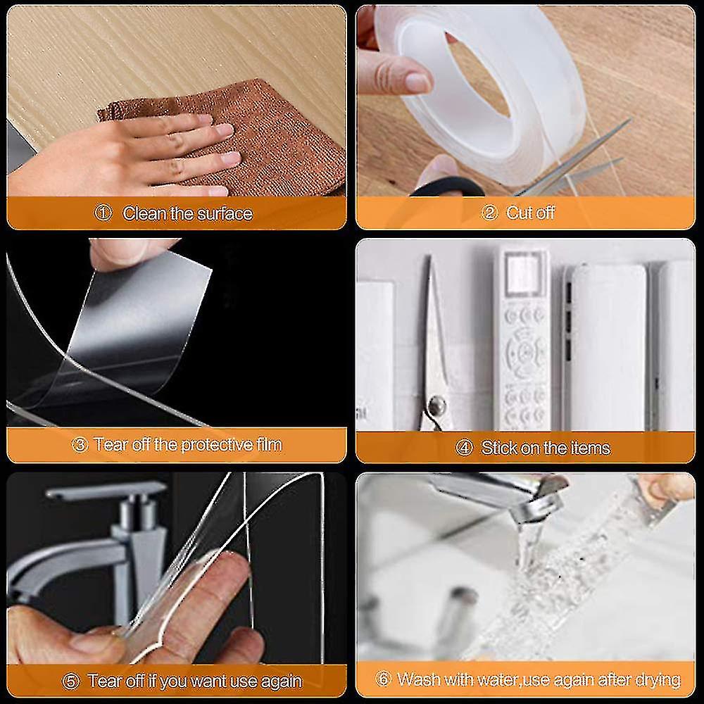 Double Sided Tape For S - Purpose Removable Mounting Tape Dutyreusable Washable Tless Sticky Strips L Grip Tape，