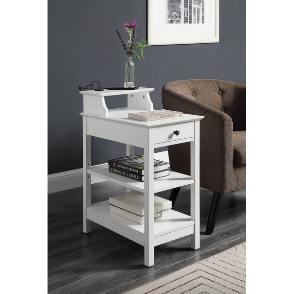 ACME Slayer Side Table with USB Charging Dock in White