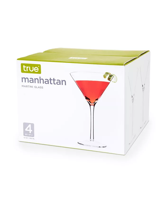 True Brands Manhattan Martini Glass Set of 4 12 Oz