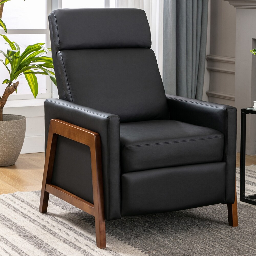 PU Leather Accent Chairs Adjustable Recliner Chair  Black PU