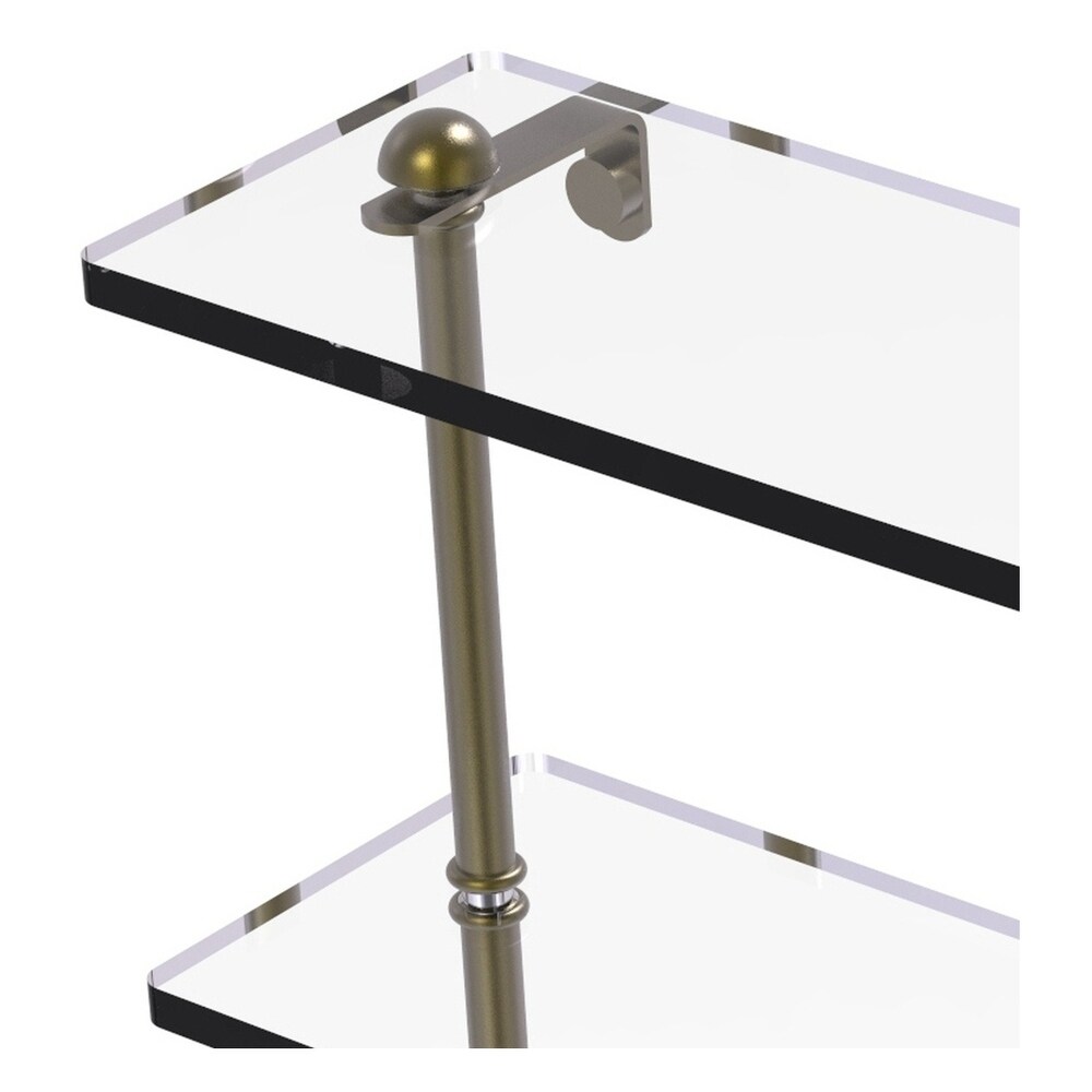 ied Brass 16 Inch Triple Tiered Glass Shelf with Towel Bar