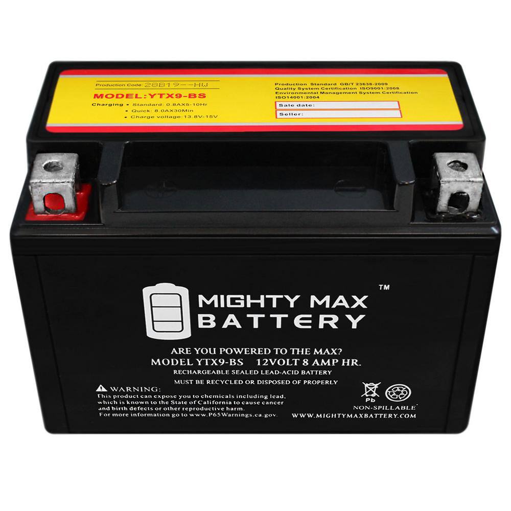 MIGHTY MAX BATTERY YTX9-BS Replaces Honda ATV TRX300EX TRX400EX 300EX 400EX CBR900R RR YTX9-BS160