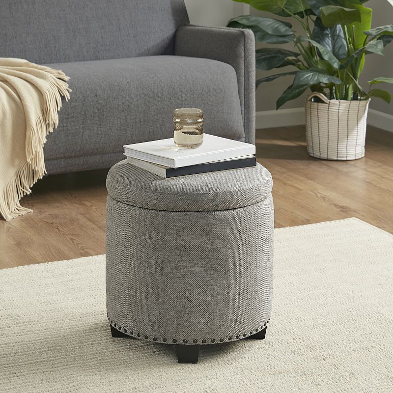 Madison Park Frances Round Storage Ottoman