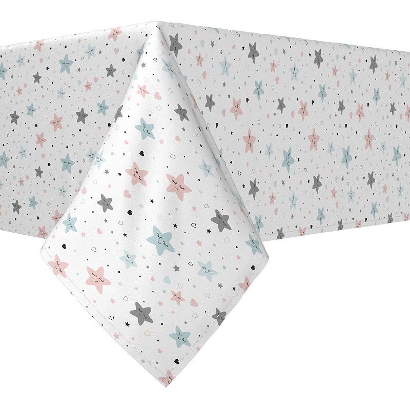 Square Tablecloth， 100% Polyester， 70x70， Pink and Blue Stars