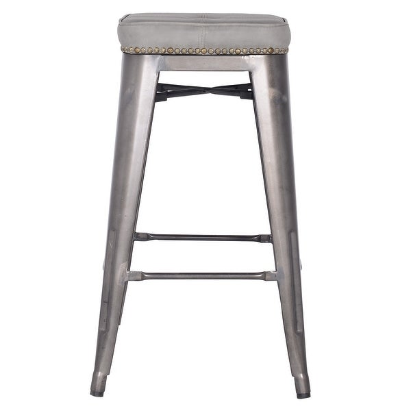 Metropolis PU Leather Metal Backless Counter Stool，Set of 4 - N/A