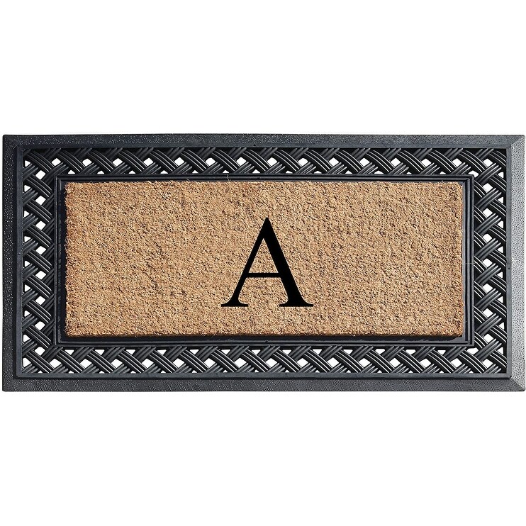 A1HC Paisley Border Rubber and Coir Large Heavy Duty Outdoor Monogrammed Doormat  23\