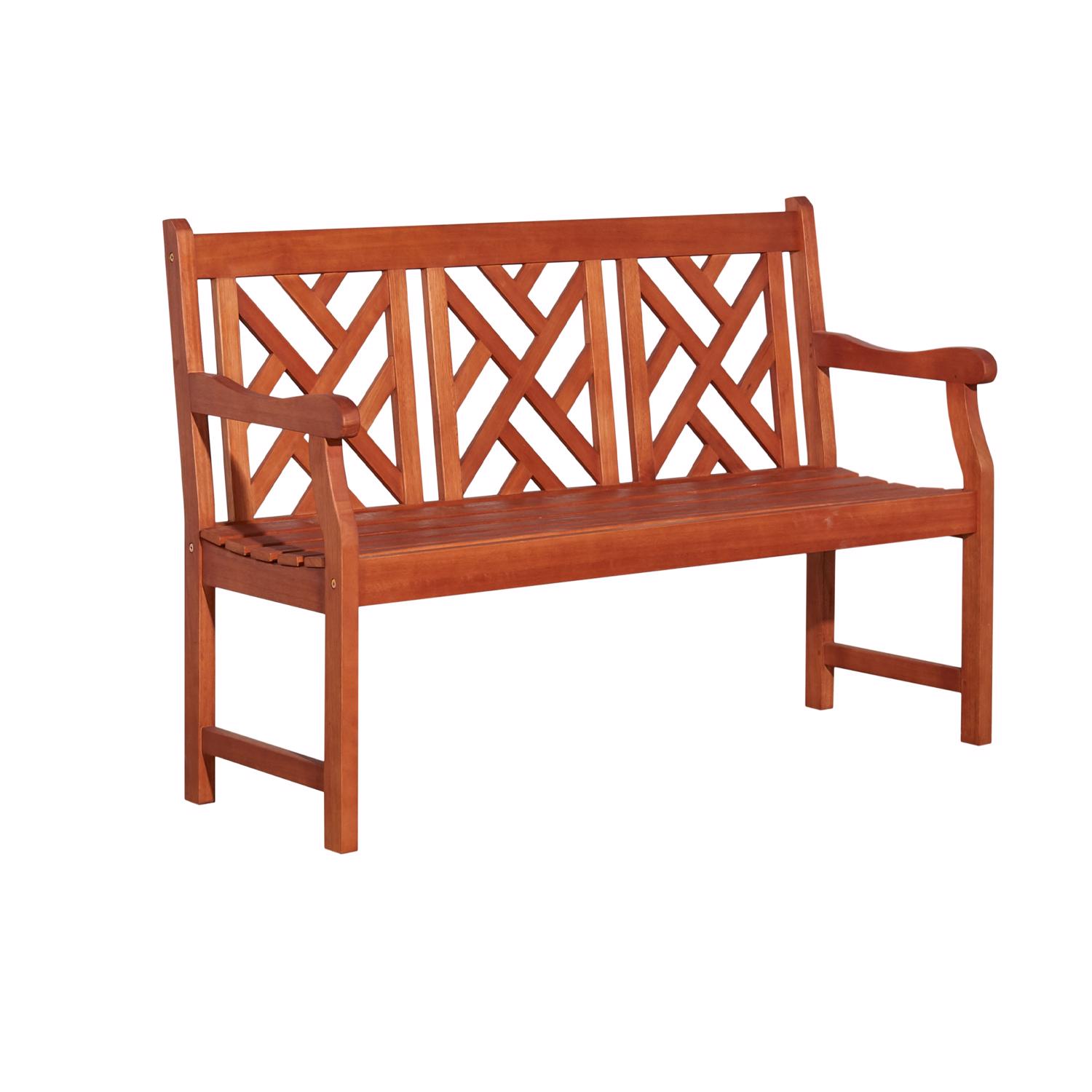 Azen Lidwina Brown Wood Garden Bench 35 in. H X 57 in. L X 22 in. D