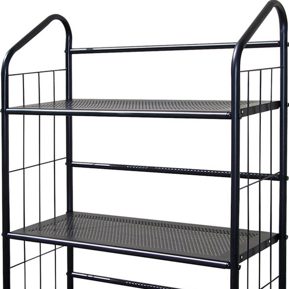 Black 3 Shelf Metal Standing Book Shelf   Industrial   Bookcases   by UStradeENT LLC  Houzz