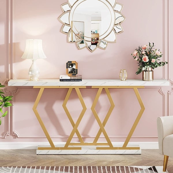 70.9 Inch Long Sofa Console Table for Entryway，Modern Hallway Accent Tables with Stylish Metal Legs