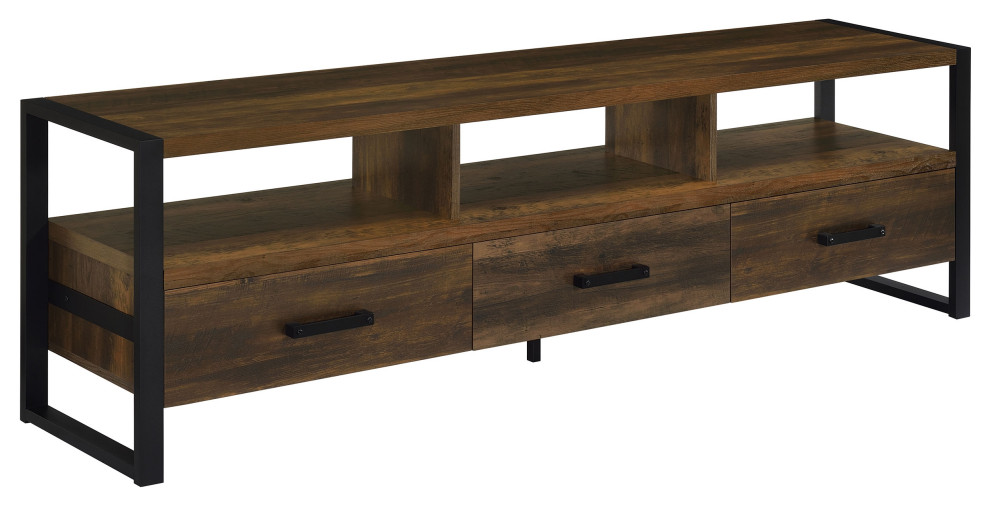 James 3 drawer Composite Wood 71 quotTV Stand Dark Pine   Modern   Entertainment Centers And Tv Stands   by Modon  Houzz