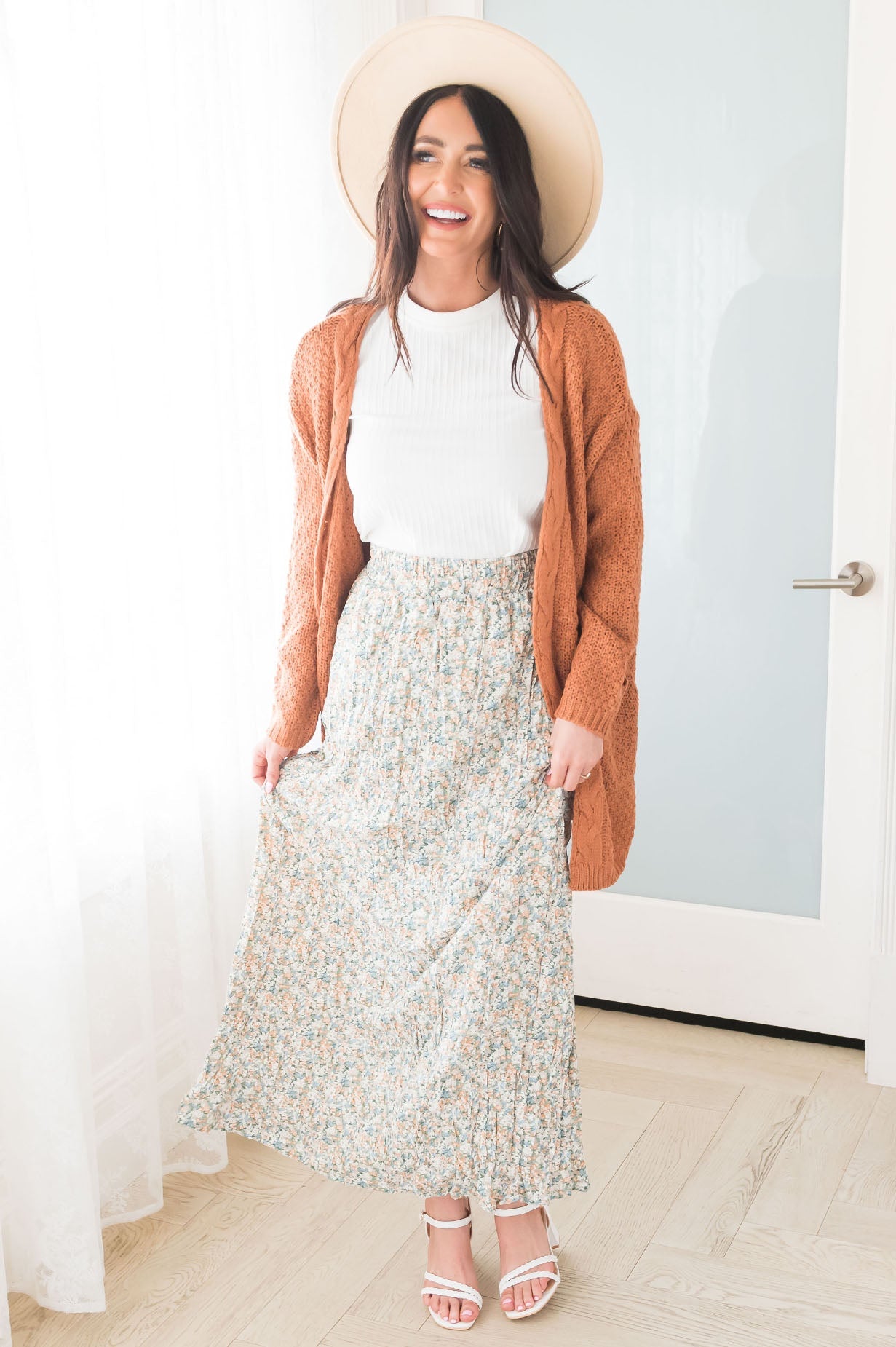 Ditzy Floral Textured Maxi Skirt