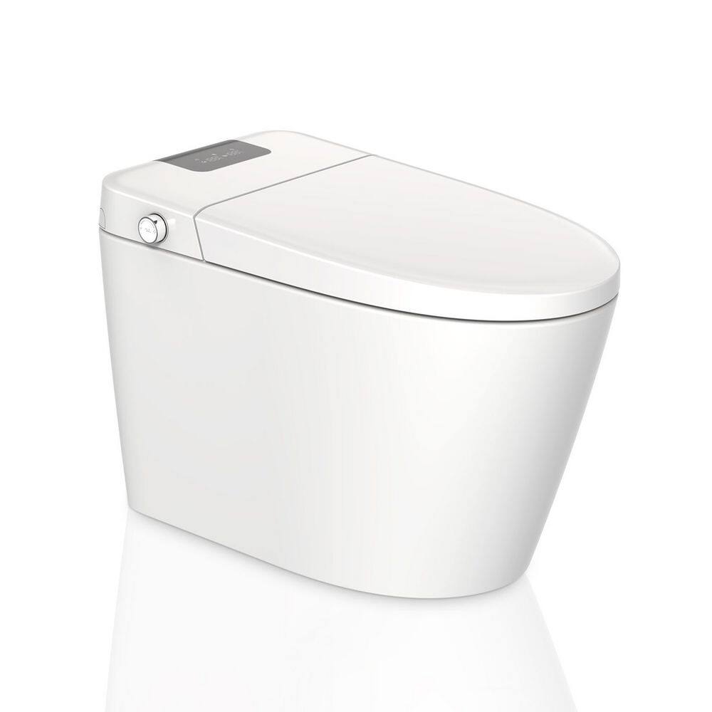 Flynama 1-piece 1.06 GPF Dual Flush U-Shaped LED Light Automatic Smart Toilet in. White Seat Included W131049697-E