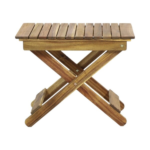 23 in. W x 18 in. H Foldable Outdoor Folding Acacia Wooden Side Table