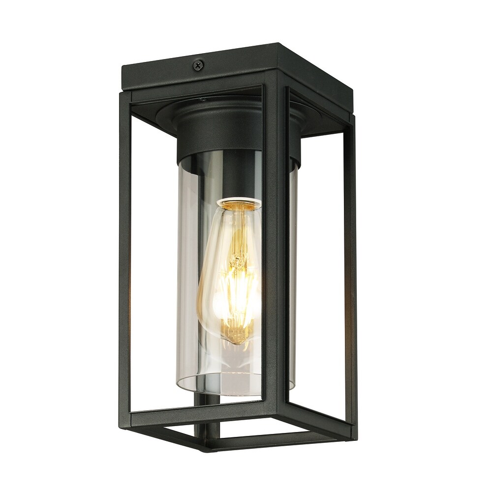 Shimik Matte Black Outdoor Flush Mount Ceiling Light by Havenside Home