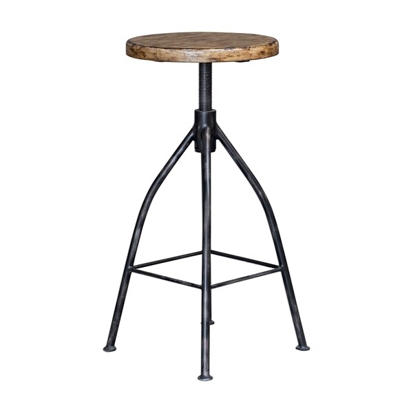 Uttermost Dalvin Industrial Aged Steel and Driftwood Pub Stool