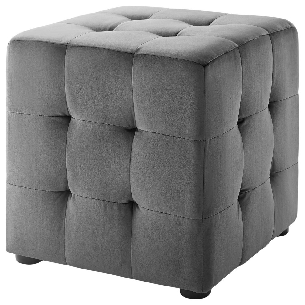 Modern Designer Lounge Accent Chair Ottoman  Velvet Fabric  Grey Gray   Contemporary   Footstools And Ottomans   by House Bound  Houzz