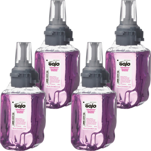 GOJO Antibacterial Foam Hand Wash Refill for ADX-7 Dispensers， Plum Scent， 700 mL， 4/Carton (871204)