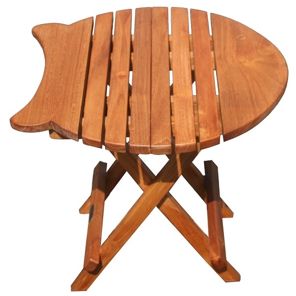 Chic Teak Fish Outdoor Teak Wood Folding Picnic Table with Carry Handle