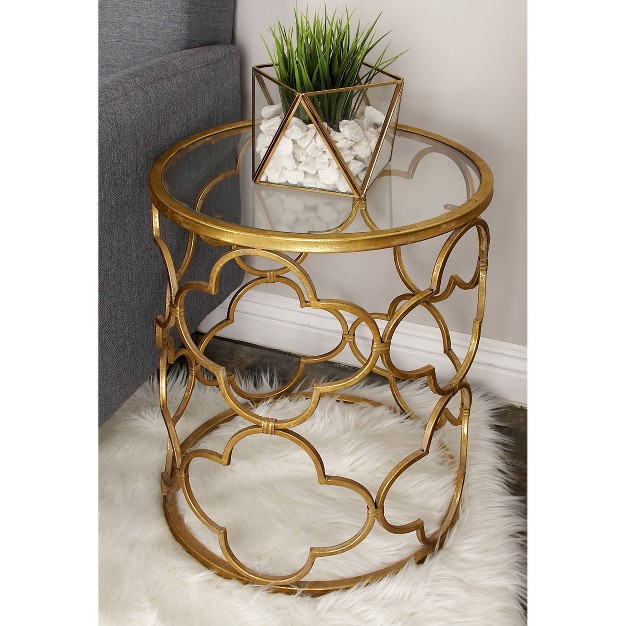 Contemporary Metal Accent Table Gold Olivia amp May