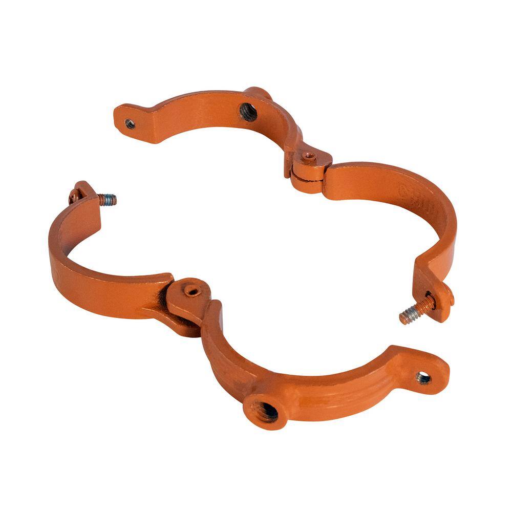 The Plumber's Choice 34 in. Hinged Split Ring Pipe Hanger Copper Epoxy Coated Clamp with 38 in. Rod Fitting for Hanging Tubing (10-Pack) 34HSHCP-10