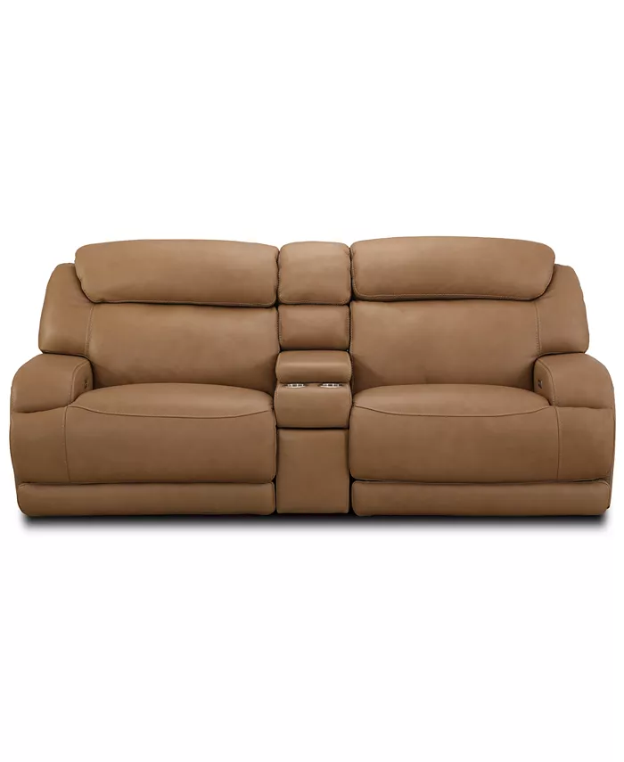 Furniture CLOSEOUT! Daventry 97 3-Pc. Leather Sectional Sofa With 2 Power Recliners Power Headrests Console And USB Power Outlet