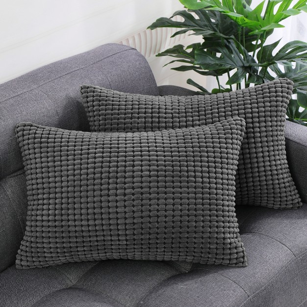 2 Pcs Corn Striped Corduroy For Couch Polyester Decorative Pillow Cover Piccocasa