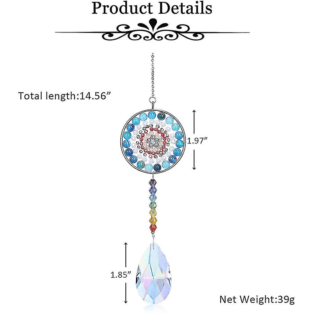 7 Chakra Crystal Suncatcher Round Crystals Bead Pendant Hanging，c