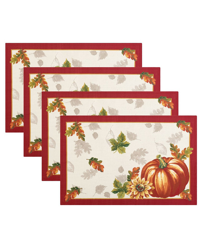 Elrene Swaying Leaves Bordered Fall Placemat Set of 4 13 x 19