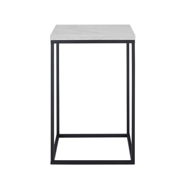Owen Urban Open Box Frame Side Table Faux White Marble Saracina Home