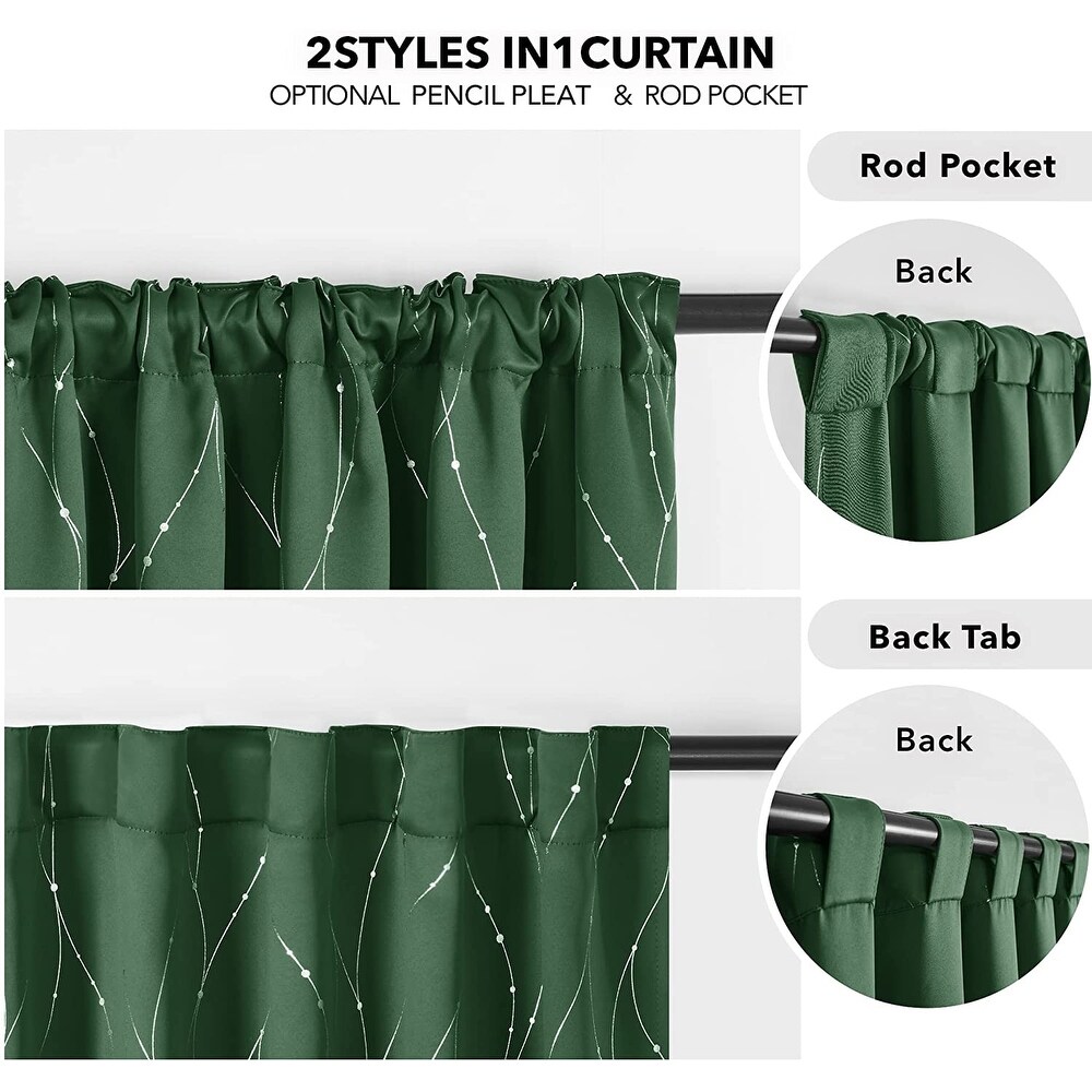 Deconovo Back Tab Silver Lines with Dots Curtain Panel Pairs(2 Panel)