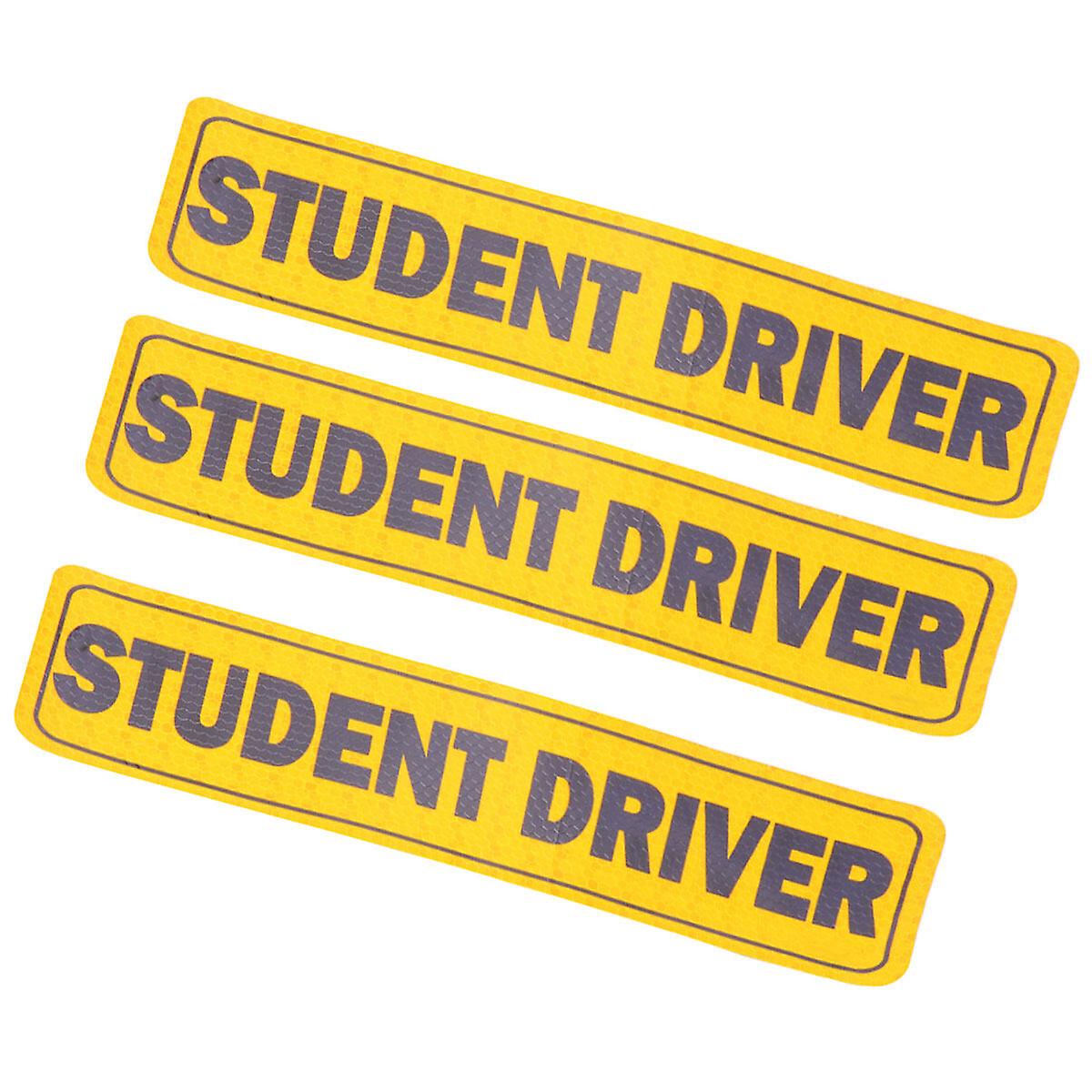 3pcs Creative Student Driver Letter Sticker Reflective Vehicle Magnet Sticker Warning Tape Paste For Car