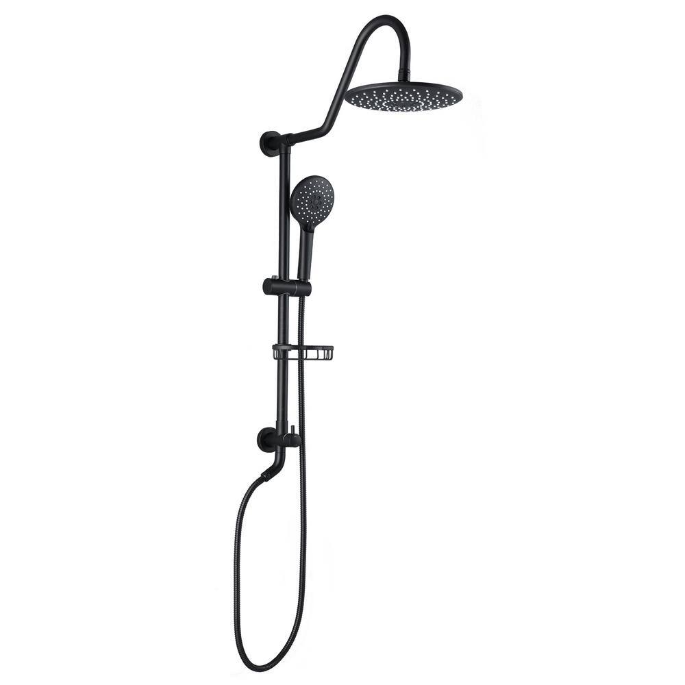 PROOX 3-Spray Round High Pressure Wall Bar Shower Kit with Hand Shower in Matte Black PRAE116MB