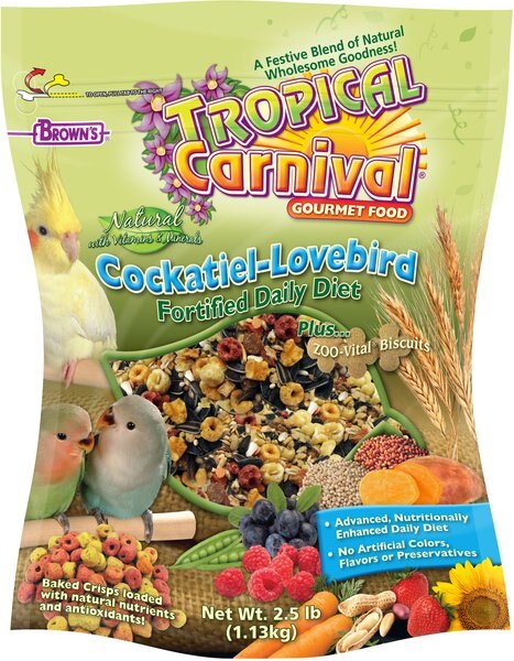 Brown's Tropical Carnival Natural Fortified Daily Diet Cockatiel and Lovebird Food